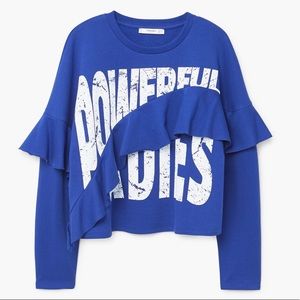 Mango Ruffled message sweatshirt Powerful Ladies
